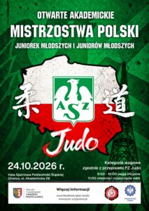 Komunikat organizacyjny Otwarte Akademickie Mistrzostwa Polski Juniorek Młodszych i Juniorów Młodszych w Judo